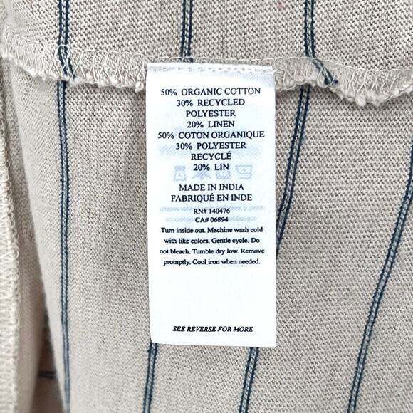 FAHERTY Whisper Organic Cotton Blend Tank Womens L Azure Stripe Tan Navy NEW - Picture 9 of 12